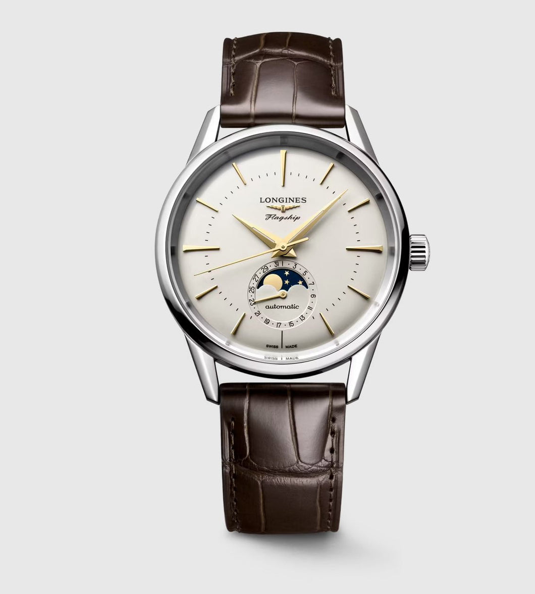 LONGINES-FLAGSHIP HERITAGE MOONPHASE, Automatic watch, Ø 38.50 mm, Stainless steel. L4.815.4.78.2