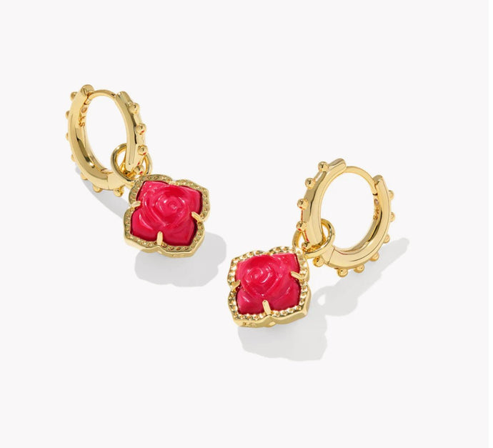 Kendra Scott-Mallory Rose Gold Huggie Earrings in Red Mother of Pearl 96088673428