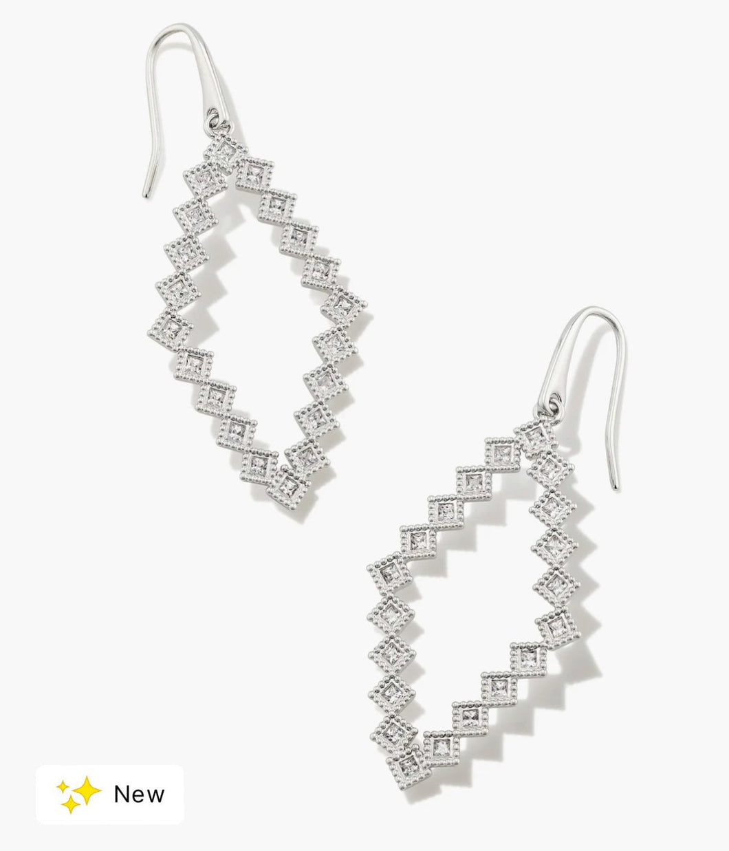 KENDRA SCOTT Kinsley Silver Open Frame Earrings in White Crystal 9608853401