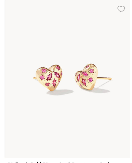 KENDRA SCOTT Holland Gold Heart Stud Earrings in Pink Crystal 9608875728