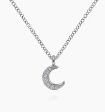 Load image into Gallery viewer, GABRIEL&amp;Co-14K White Gold Diamond Pave Crescent Pendant Necklace
NK6422W45JJ
