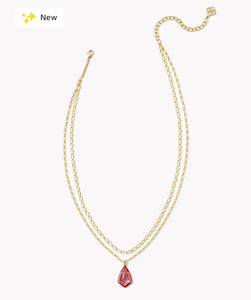 KENDRA SCOTT Camry Gold Enamel Frame Multi Strand Necklace in Azalea Illusion 9608871794