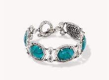 Load image into Gallery viewer, Kendra Scott-Tiger Striped Daphne Vintage Silver Statement Bracelet in Blue Marble 9608805518