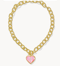 Load image into Gallery viewer, Kendra Scott-Haisley Heart Gold Statement Necklace in Blush Ivory Mother-9608875699