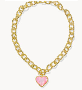 Kendra Scott-Haisley Heart Gold Statement Necklace in Blush Ivory Mother-9608875699