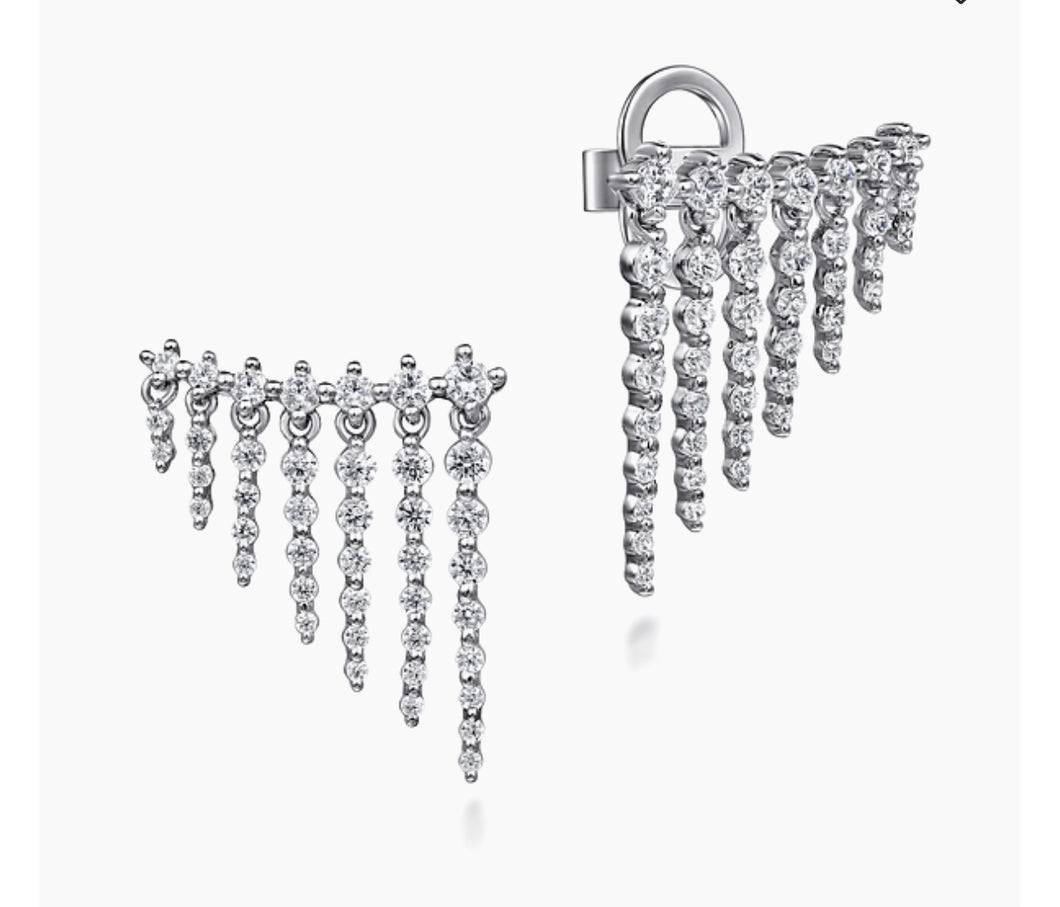 GABRIEL & Co.-14K White Gold Diamond Tassel Ear Climber Earrings EG15065W45JJ