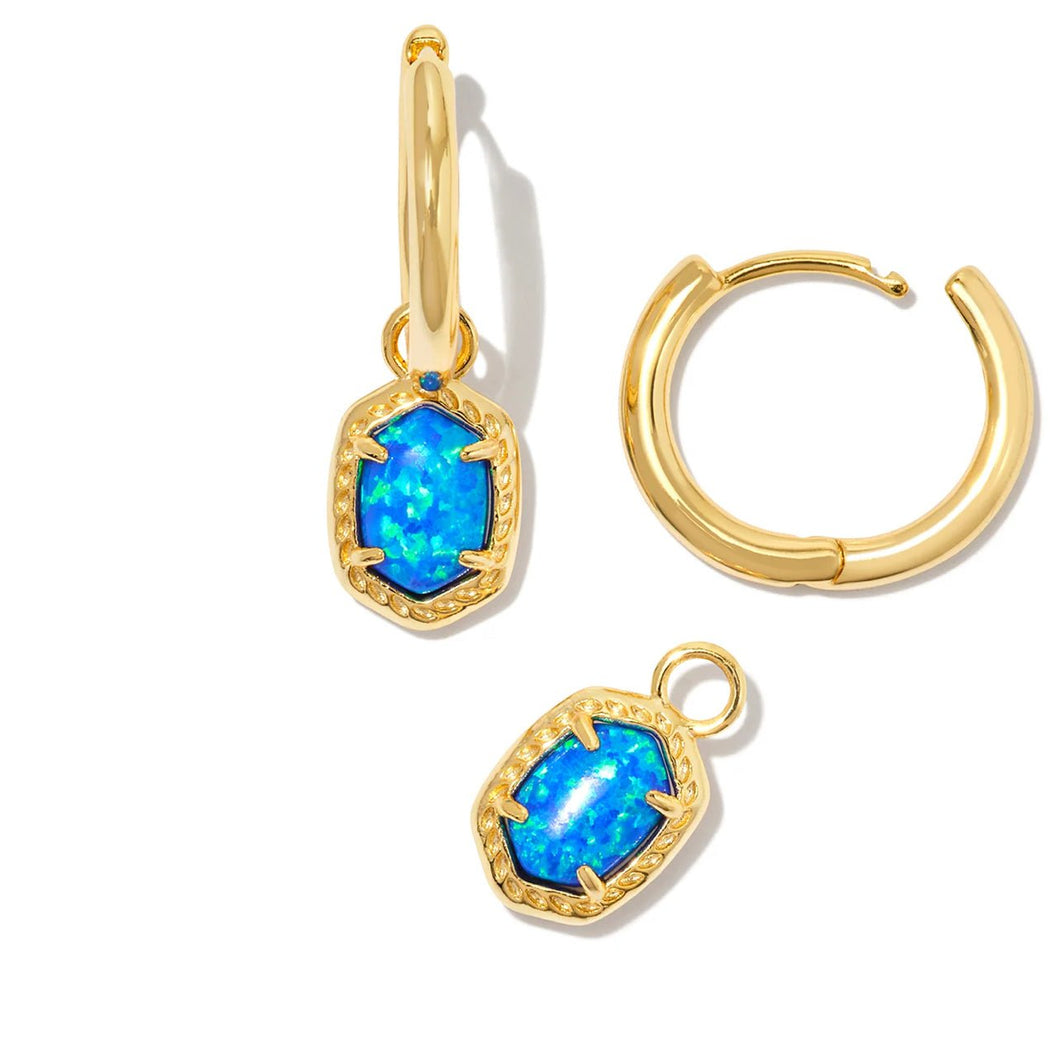 KENDRA SCOTT- Daphne Framed Huggie Earrings Gold Bright Blue Opal 9608864418