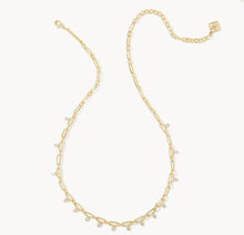 Load image into Gallery viewer, Kendra Scott-Lindy Gold Crystal Chain Necklace in White Crystal 9608862147