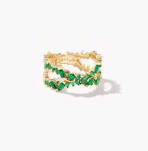 Load image into Gallery viewer, KENDRA SCOTT Rosalie Gold Double Band Ring in Green Crystal 9608875161 Sz 8