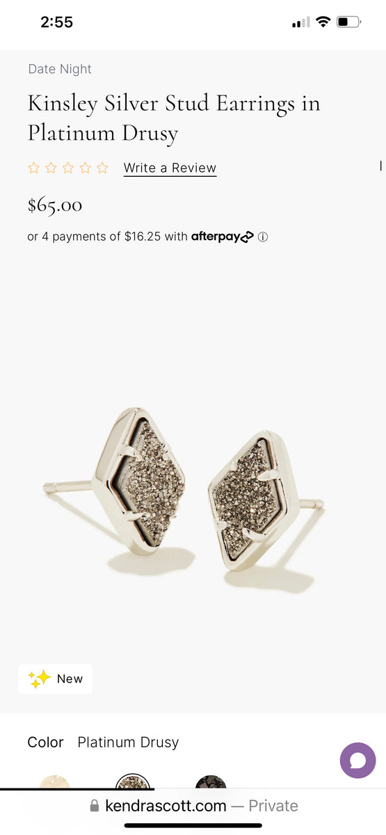 KENDRA SCOTT Kinsley Silver Stud Earrings in Platinum Drusy 9608858344 ...