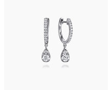 Load image into Gallery viewer, GABRIEL &amp; Co.-14K White Gold Diamond Huggie Drop Earrings EG15069W45JJ