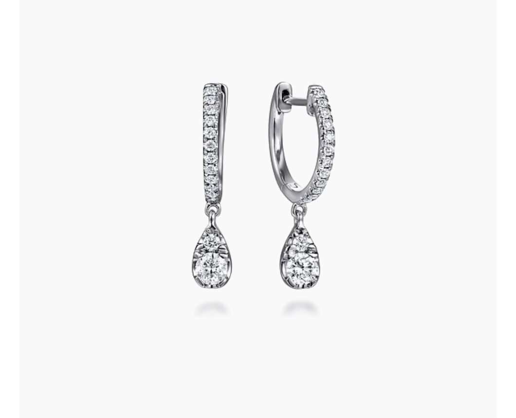 GABRIEL & Co.-14K White Gold Diamond Huggie Drop Earrings EG15069W45JJ