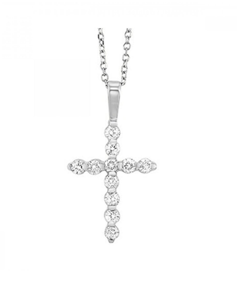 14kWG Diamond Cross Necklace HDCR005-4WD