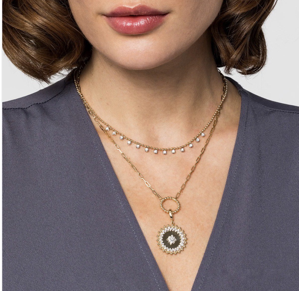 GABRIEL & Co 14K Yellow Gold Diamond Drop Necklace NK7233Y45JJ