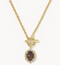 Load image into Gallery viewer, Daphne Crystal Frame Gold Toggle Necklace 9608806761