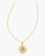 Load image into Gallery viewer, KENDRA SCOTT-Letter P Gold Disc Reversible Pendant Necklace in Iridescent  9608802410