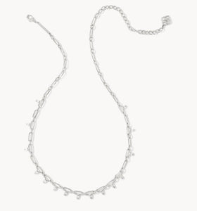 KENDRA SCOTT Lindy Silver Crystal Chain Necklace in White Crystal # 9608862505