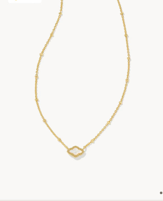 KENDRA SCOTT Mini Abbie Gold Satellite Short Pendant Necklace in Ivory Mother-of-Pearl 9608871304