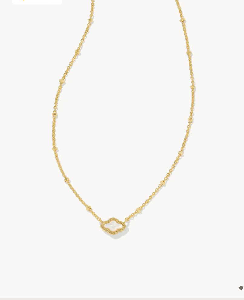 KENDRA SCOTT Mini Abbie Gold Satellite Short Pendant Necklace in Ivory Mother-of-Pearl 9608871304