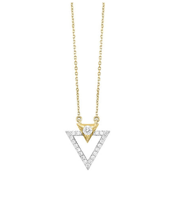 14k W and YG Diamond Necklace PD10693-4WYC