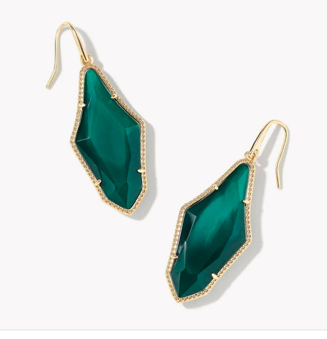 KENDRA SCOTT Evelyn Gold Drop Earrings in Dark Green Mother-of-Pearl 9608875634