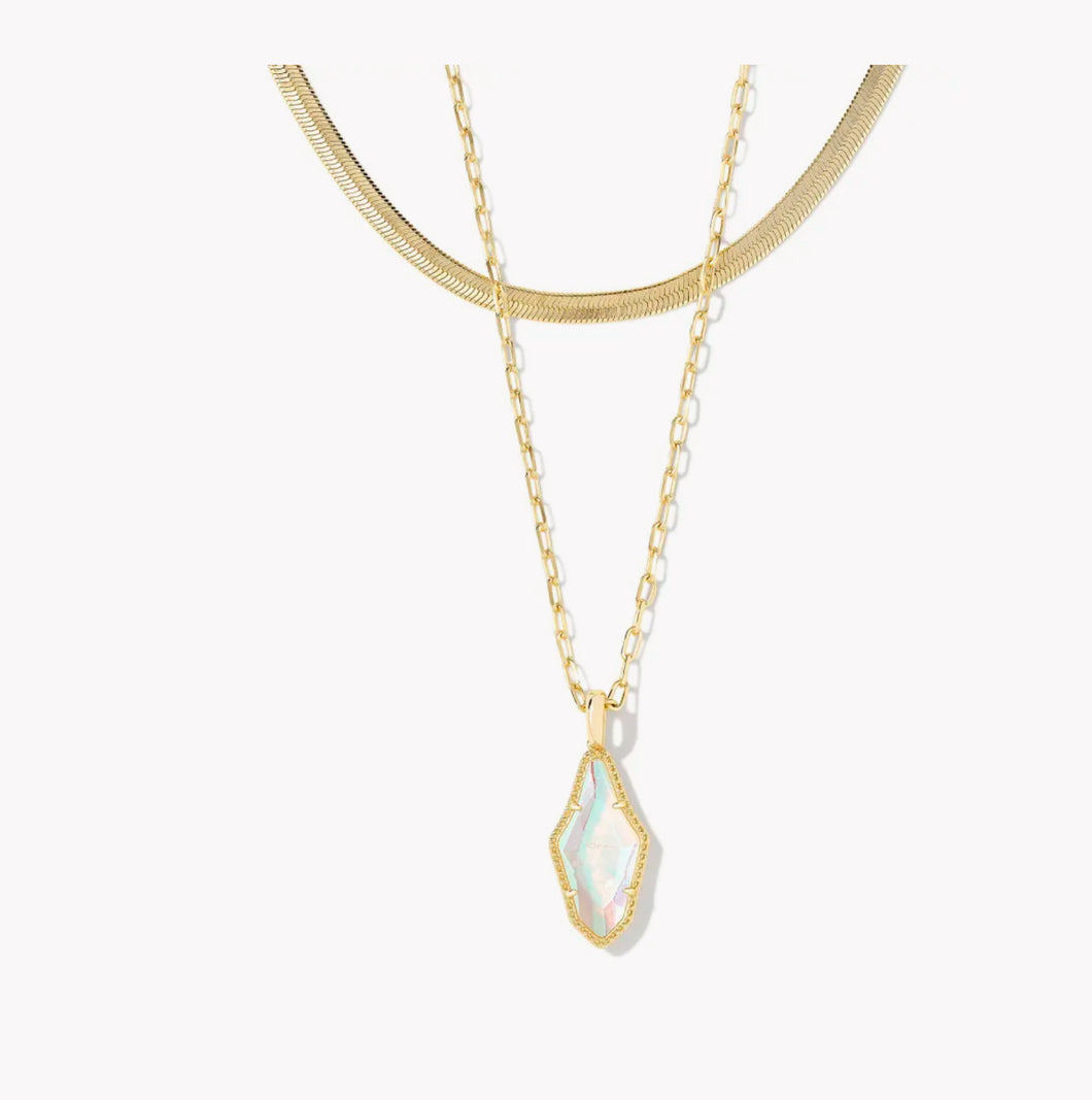 KENDRA SCOTT Evelyn Gold Multi Strand Necklace in Rock Crystal Dichroic 9608871585