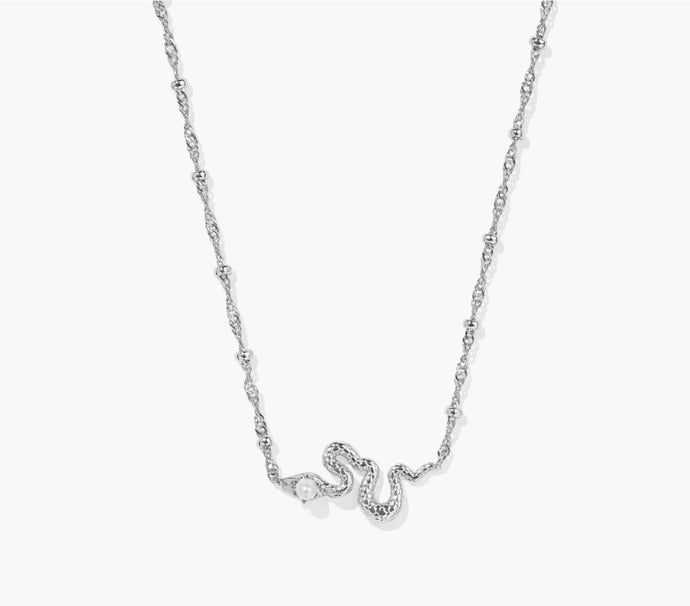 Kendra Scott-Lyle Silver Metal Snake Short Pendant Necklace in White Pearl 9608872115