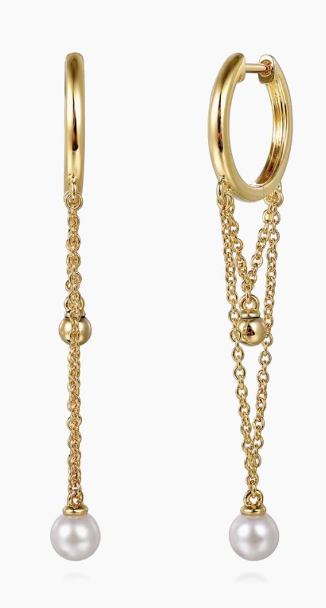 Gabriel & Co 14K Yellow Gold Bujukan And Pearl Huggie Drop Earrings EG15164Y4JPL
