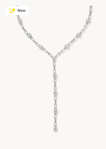 KENDRA SCOTT Lexi Silver Y Necklace in White Crystal 9608866446