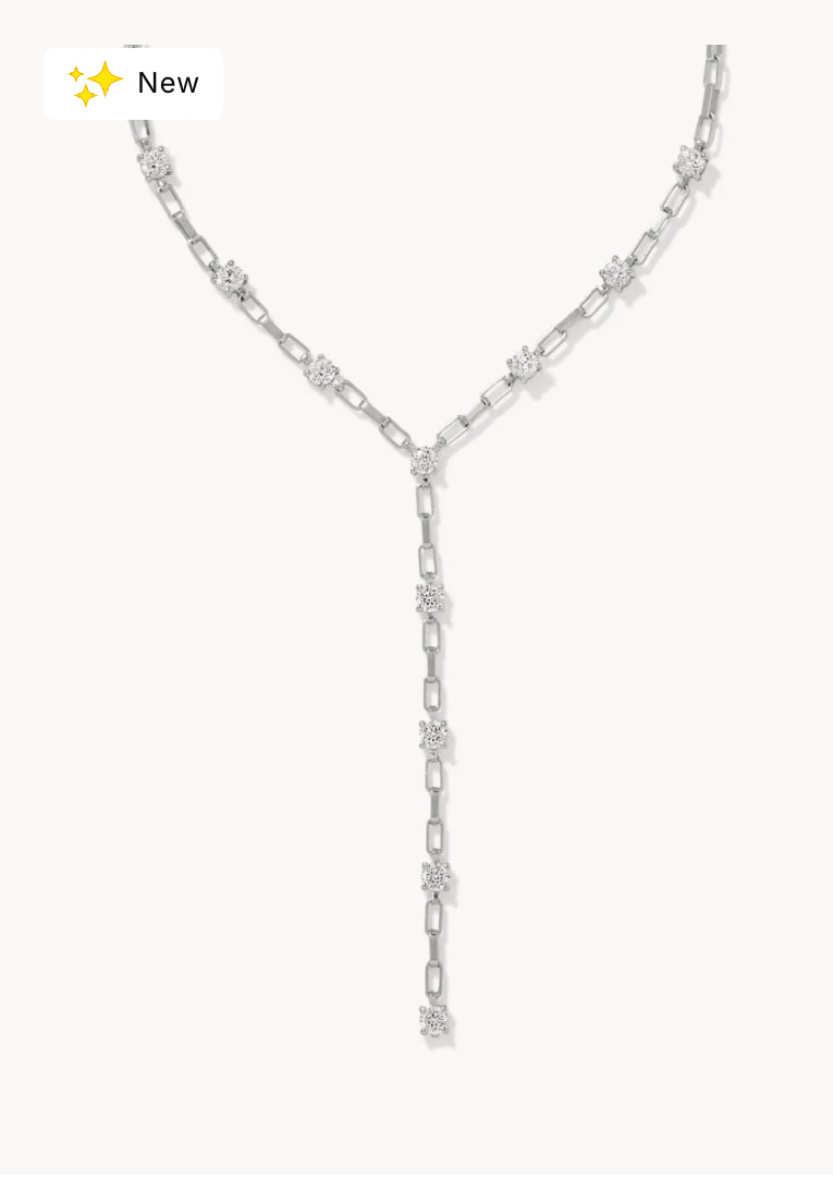 KENDRA SCOTT Lexi Silver Y Necklace in White Crystal 9608866446