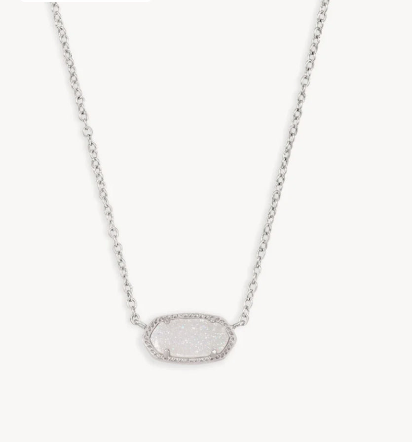 KENDRA SCOTT Boxed Elisa Silver Pendant Necklace in Iridescent Drusy 9608872186