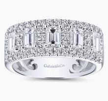 Load image into Gallery viewer, GABRIEL&amp;Co-Wide 14K White Gold Emerald Cut Fancy Diamond Anniversary Band - 1.75 ct
AN12426W44JJ