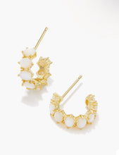 Load image into Gallery viewer, KENDRA SCOTT Cailin Gold Huggie Earrings in Ivory Mother-of-Pearl 9608862772