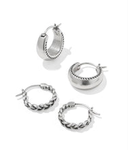 Load image into Gallery viewer, KENDRA SCOTT Gabriella Vintage Silver Set of 2 Huggie Earrings 9608898775