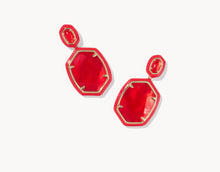 Load image into Gallery viewer, Kendra Scott-Daphne Enamel Frame Gold Drop Earrings in Red Illusion 9608876584