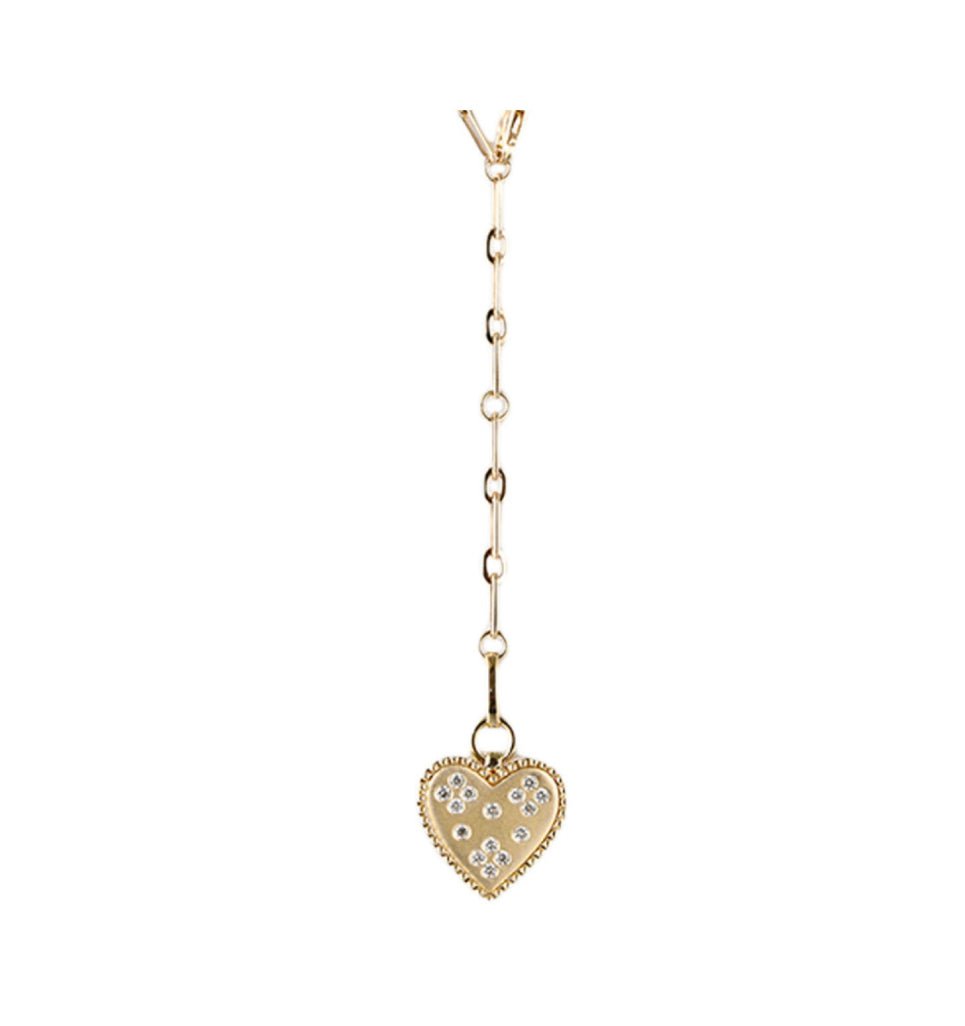 14k YG Diamond Heart Matte Finish Necklace
