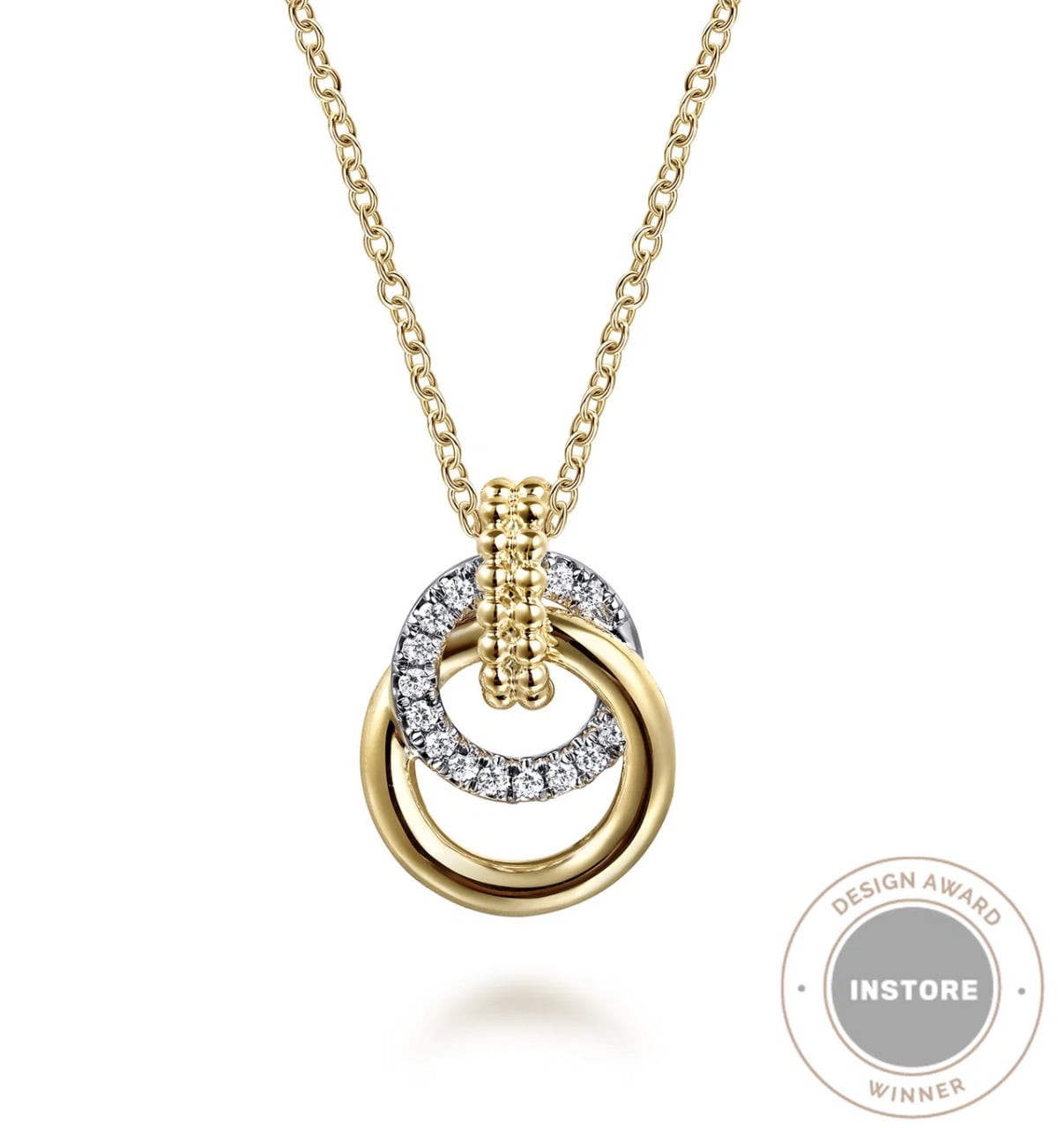 Gabriel & Co-14K White Yellow Gold Diamond Pendant Necklace-Bujukan NK7820M45JJ