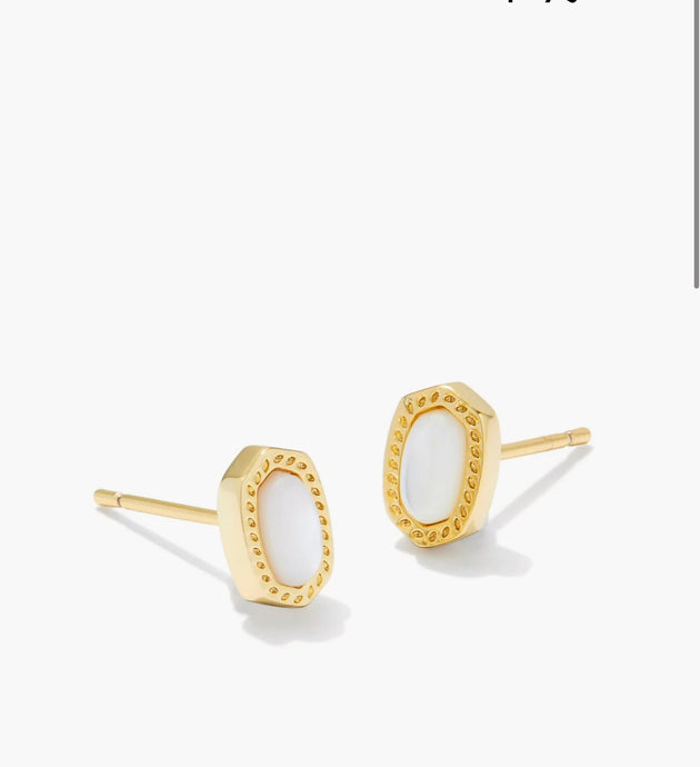 KENDRA SCOTT Mini Ellie Gold Stud Earrings in Ivory Mother-of-Pearl 9608864667