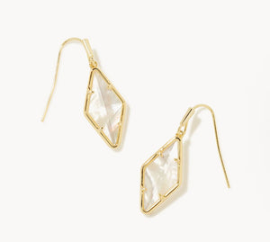 Kendra Scott-Kinsley Gold Drop Earrings in Ivory Mother-of-Pearl 9608856989