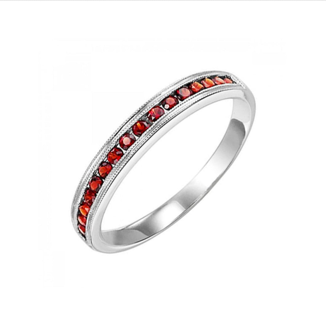 FR1219 10K White Gold Garnet .35 Tw Ladies Ring