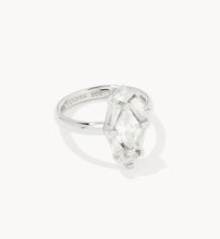 Load image into Gallery viewer, Kendra Scott-Lindy Rae Elyse Silver Metal Cocktail Ring in White Crystal 9608875052 Sz: 6