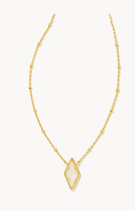 Kendra Scott -Kinsley Gold Short Pendant Necklace in Ivory Mother-of-Pearl 9608853515