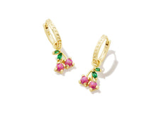 Load image into Gallery viewer, KENDRA SCOTT Cherry Gold Huggie Earrings in Berry Kyocera Opal 9608866471