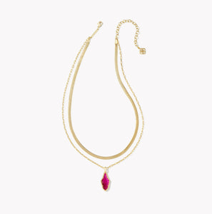 KENDRA SCOTT Evelyn Gold Multi Strand Necklace in Dark Magenta Illusion 9608875149