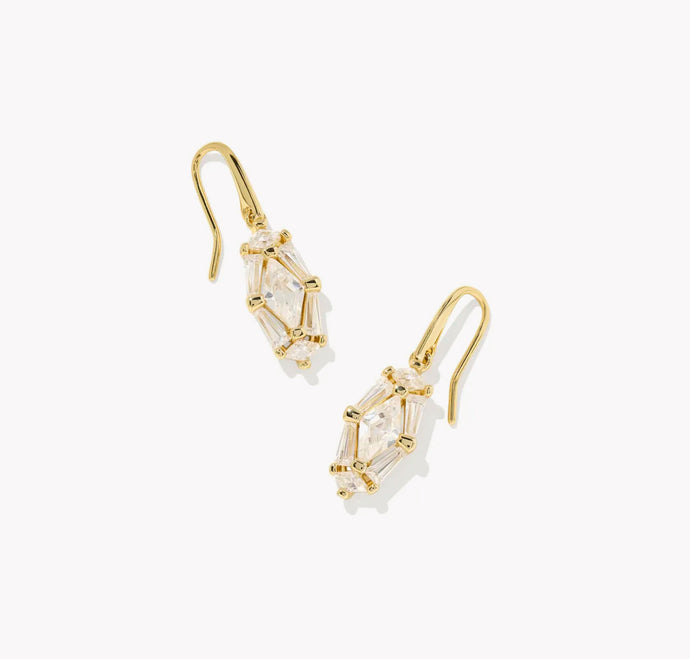 KENDRA SCOTT Lindy Rae Lee Gold Drop Earrings in White Crystal 9608871964