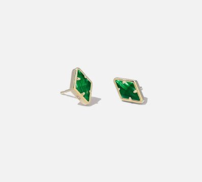 Kendra Scott-Kinsley Stud Gold Earrings In Kelly Green Illusion 9608862155