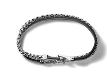 Load image into Gallery viewer, Bulova Men&#39;s Classic Double Chain Black Leather Bracelet J96B015L