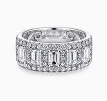 Load image into Gallery viewer, GABRIEL&amp;Co-Wide 14K White Gold Emerald Cut Fancy Diamond Anniversary Band - 1.75 ct
AN12426W44JJ