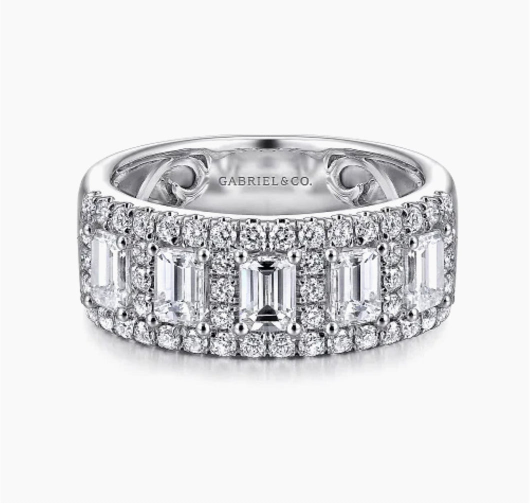 GABRIEL&Co-Wide 14K White Gold Emerald Cut Fancy Diamond Anniversary Band - 1.75 ct
AN12426W44JJ