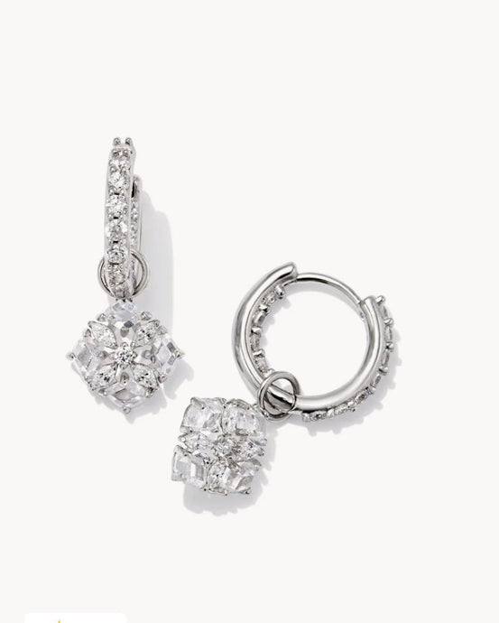 Kendra Scott-Dira Convertible Silver Crystal Huggie Earrings in White Crystal 9608865587